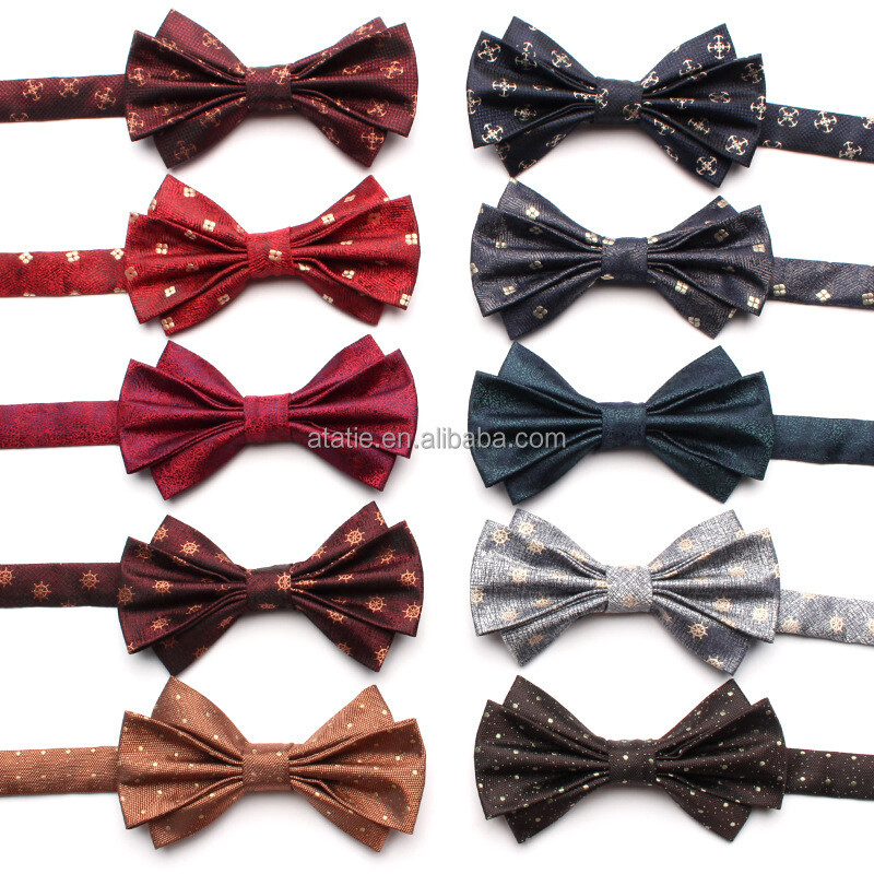 Striped Bow Ties For Party Wedding Jacquard Floral Bow Ties