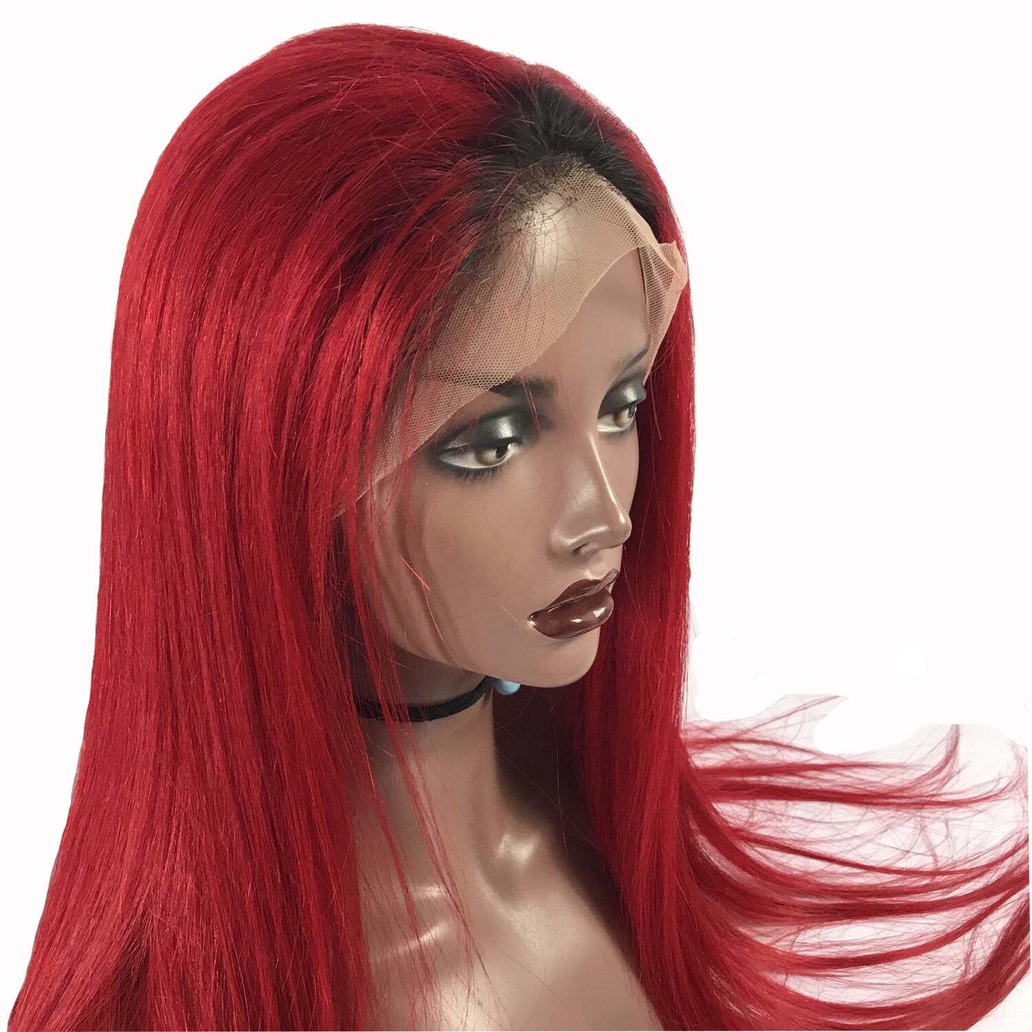 Red Color Human Hair Virgin Swiss Lace Frontal Wigs, Remi Wig Pre-plucked Red Wigs Human Hair Lace Front