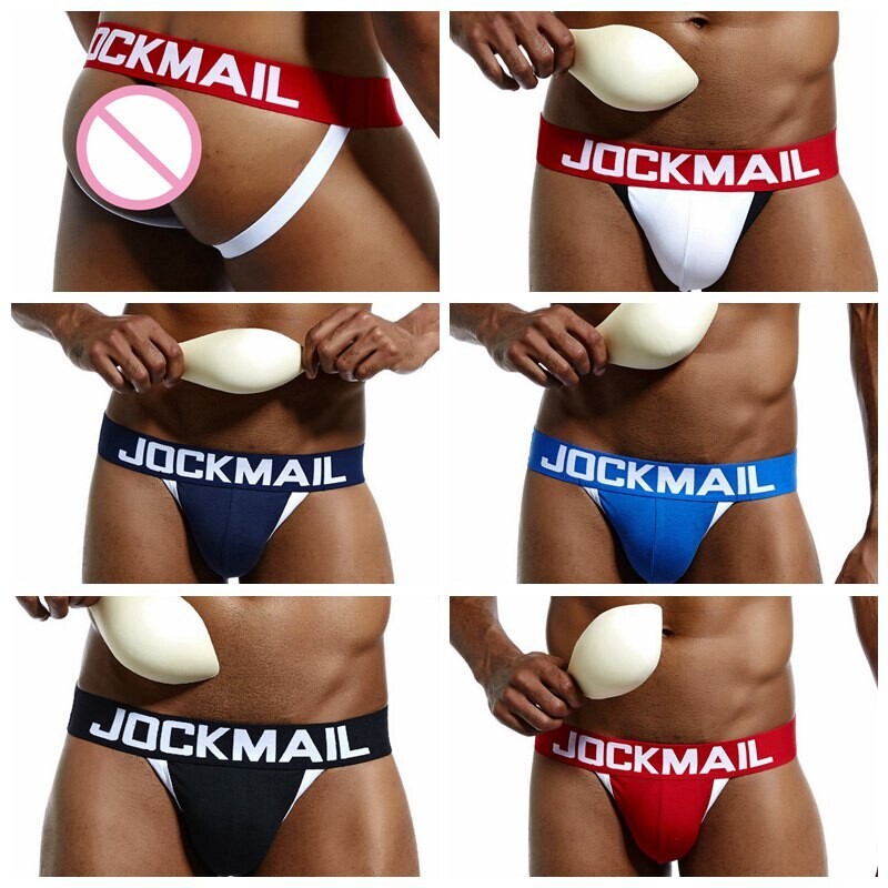 JOCKMAIL gay jockstrap sexy briefs push up the cup white cotton Breathable