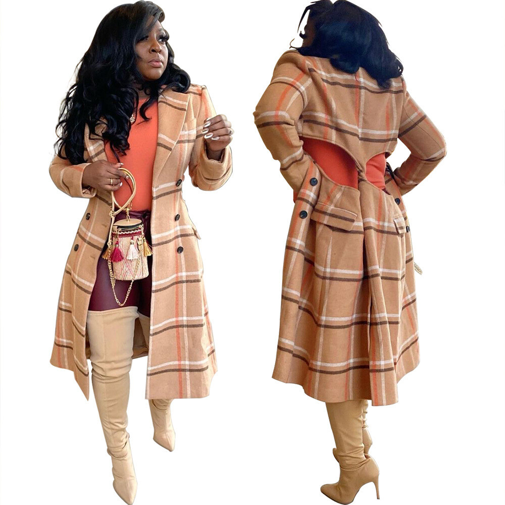 Latest fashion solid long-sleeve button women jackets plus size women's coats