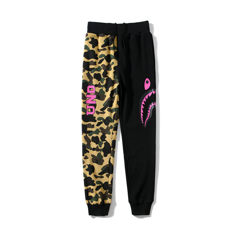 Personalized fashion shark print unisys tracksuit pants with camouflage personality casual pants