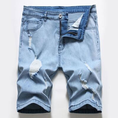 IHK137 Slim-fit ripped denim custom jeans pure color jeans pants men style brand man clothes
