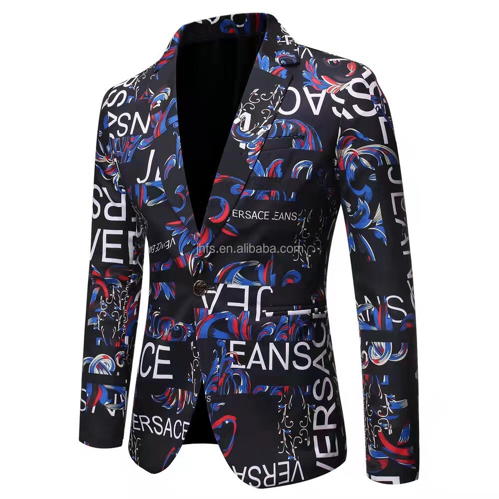 J&H 2022 high quality letter graffiti men's jacket single button plus size suits & blazer streetwear fashion coats