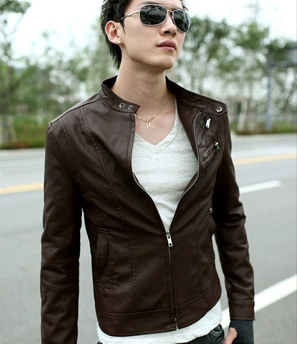 Motorcycle jackets for men, made of brown washed leather, are brand new and available. TOP SELLER!