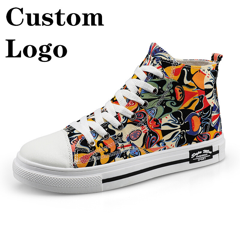 Moyo Fashion Graffiti Canvas Shoes  Student's Casual Sneakers Summer High Top Skateboard Shoes