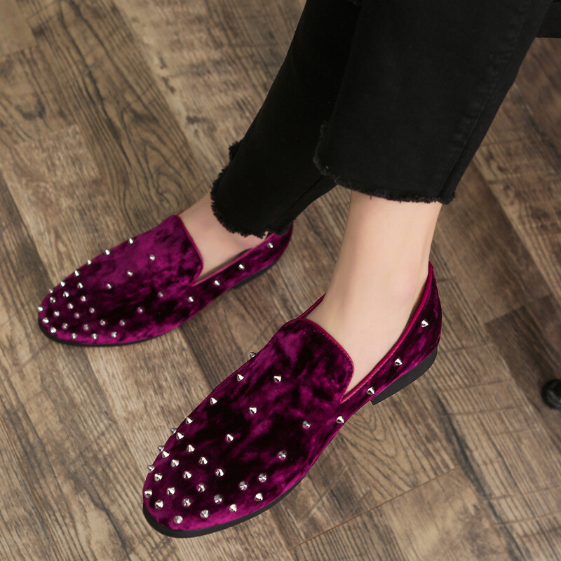 MOQ Purple Pointed-toe Dress Shoes Fashion PU Leather Large Size Italian Men Shoes
