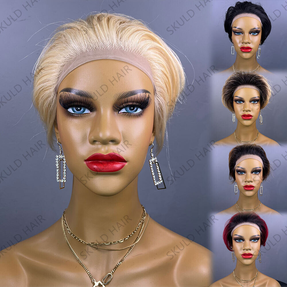 Skuld Pixie Cut Human Hair Wigs Brazilian Color Short Wigs Lace Front Wig for Black Women Wholesale