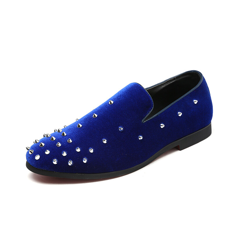 MOQ Blue Pointed-toe Dress Shoes Fashion PU Leather Large Size Italian Men Shoes