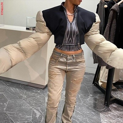Bomblook X21TP633 Fashion Streetwear Long Sleeve  Zipper Warmth Puffer Jacket Women Coats