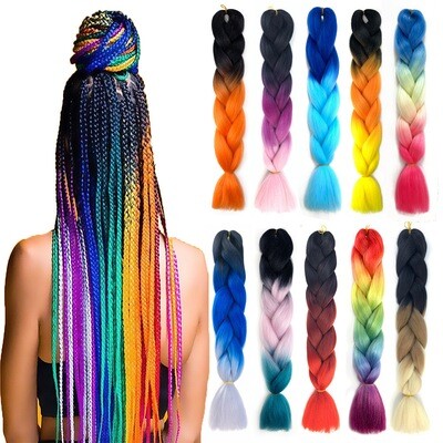 Gradient colorful big braid hair extension wigs synthetic braiding hair