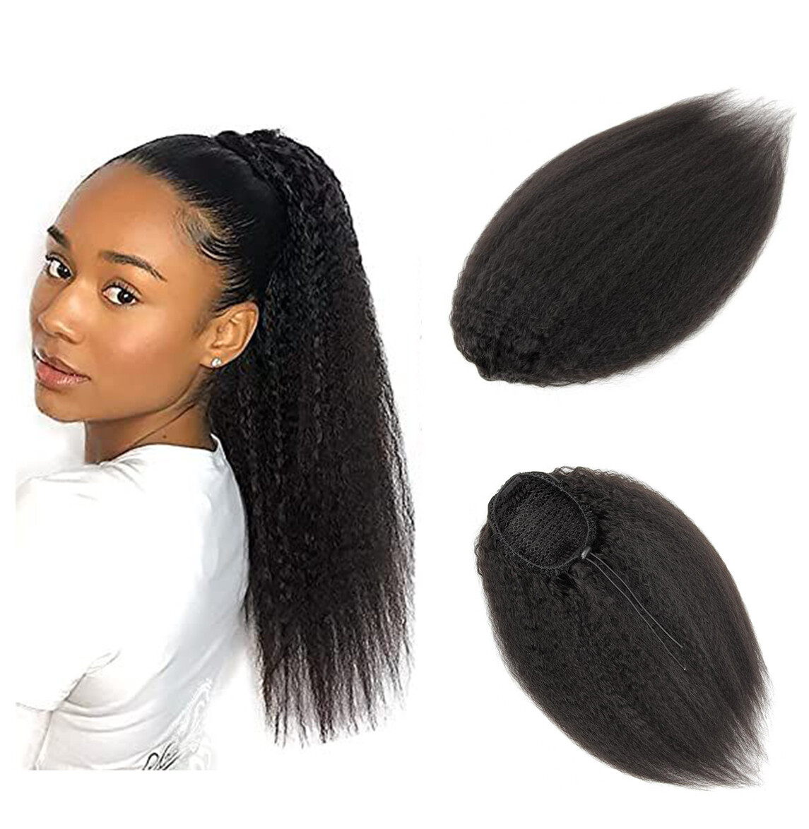 Human hair extensions Yvonne kinky straight ponytail