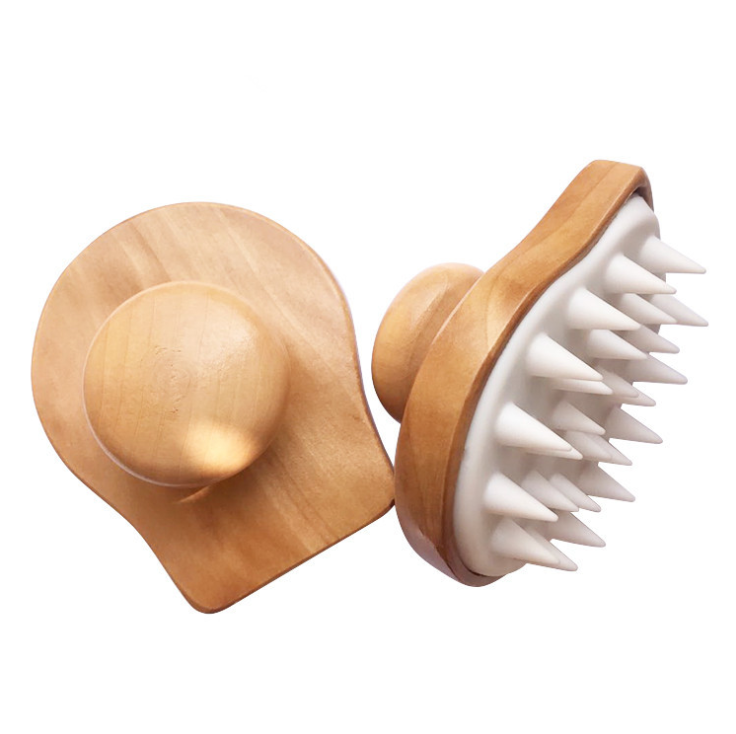 Wooden Handle soft silicone shampoo hair brush travel accessories scalp massage shampoo brush