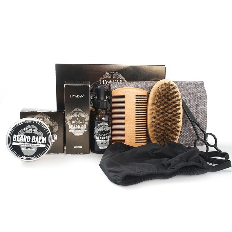 Wholesale Private Label Beard Grooming Set Organic Mens Gift Hair Beard Growth Oil Kit