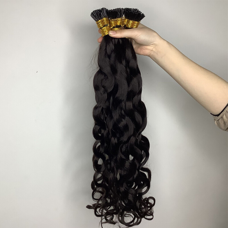 12a 1b black natural wave itip 100% Indian human virgin remy hair extensions pre-bonded stick i tip hair extension for salon