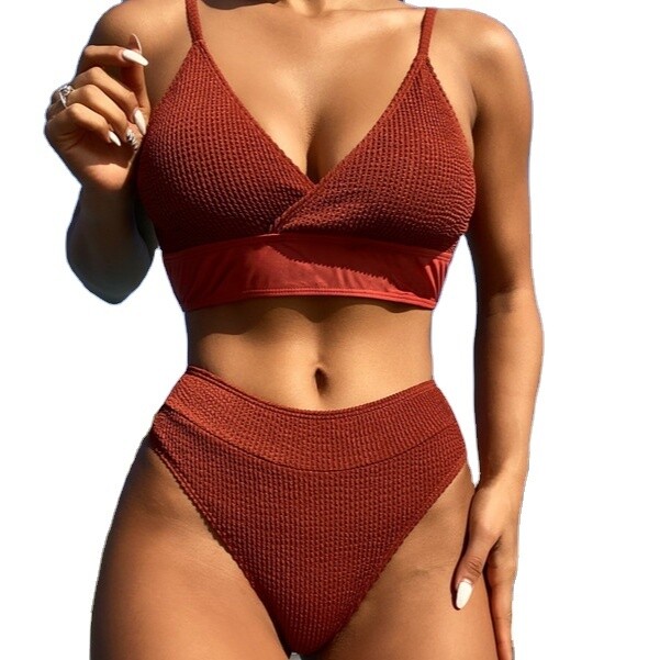 PASUXI Wholesale High Quality Woman Bikini Beachwear Solid Two Pieces Sexy Backless Swimwear