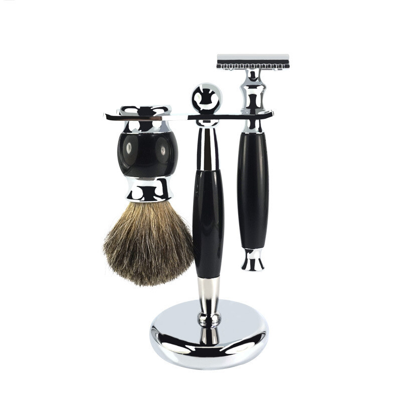 Superior men's facial vegan lwooden soft comb shaving kit with personalized beard brush