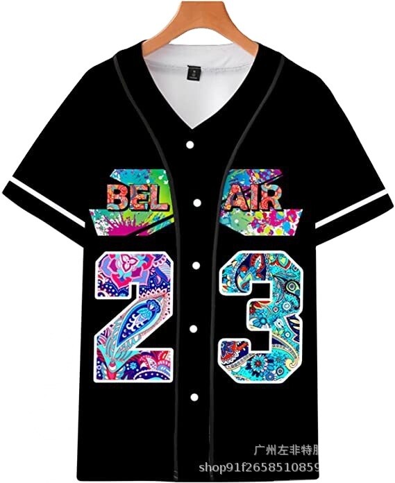 Fresh-Prince Bel-Air Number 23 Street Hip-hop Baseball Shirts Creative 3D Printed Baseball Jersey  Hip Hop Streetwear Sweatshirt