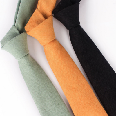 Slim Men Necktie Gravata Gifts 6.5cm Cotton Neck Ties for Men Casual Solid Color Tie for Wedding Business Suits