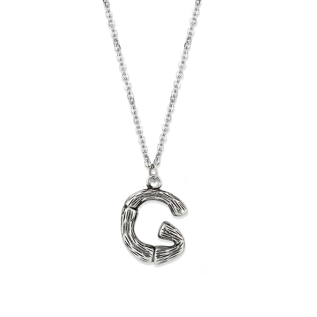 TK3853G High Polished Stainless Steel Chain Initial Pendant - Letter G