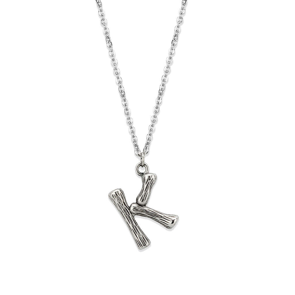 TK3853K High Polished Stainless Steel Chain Initial Pendant - Letter K
