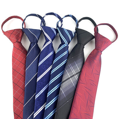 Men's necktie wedding party business formal suit fashion and convenient pre-tied zipper tie gift