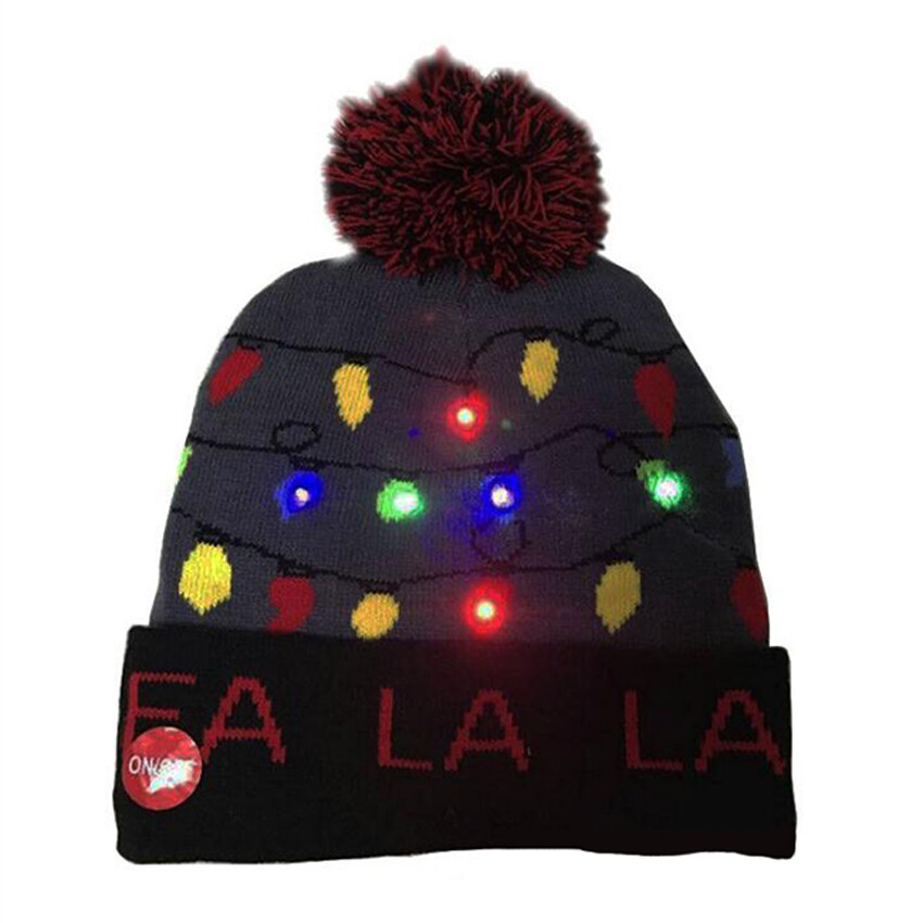 Hot Sale Led Beanie Hats Women Winter Led Christmas Knitted Beanie Hats