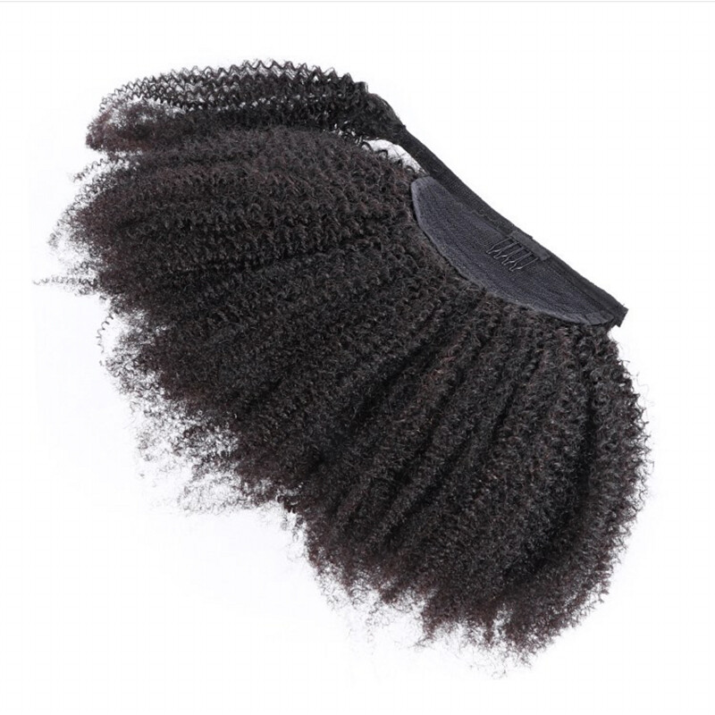 Afro Kinky Curl Drawstring Puff Ponytail Human Hair Clip-In Extensions Ponytail Afro Hair Extension