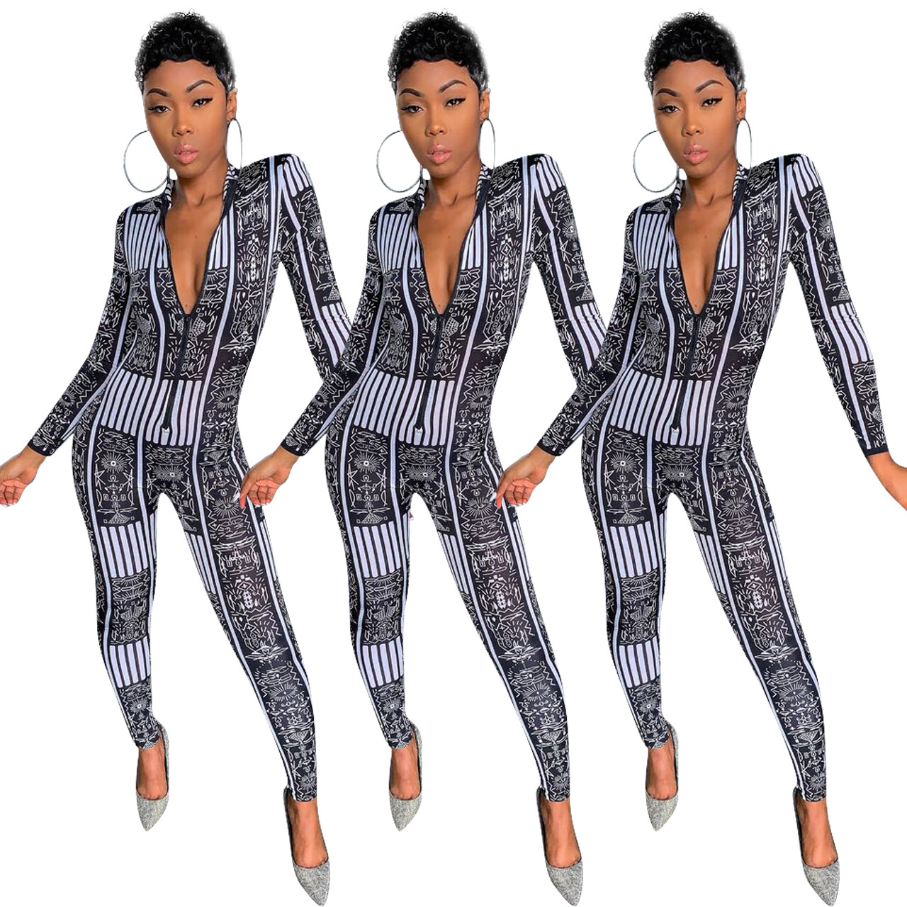 Drop shipping 2021 Sexy and Fashion long sleeve jumpsuit sport loose Siamese trousers Style Long Trousers