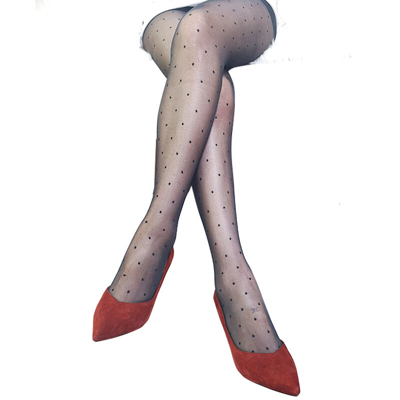 New Design women ultra sheer dots knitted transparent tattoo sexy cheap embroidered pantyhose