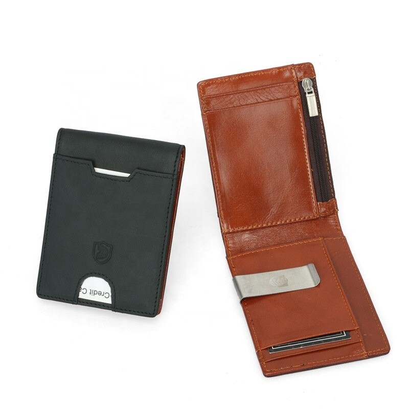 RFID Blocker Retro Casual Short Wallets with Coin Zipper For Men