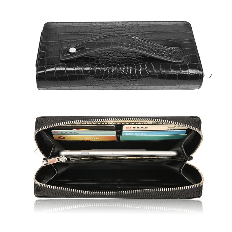 2022 Men's Genuine Cow Leather Zipper Case Wallets Luxury gifts for men Top Layer Cowhide Wrist Handbags Clutch Bag