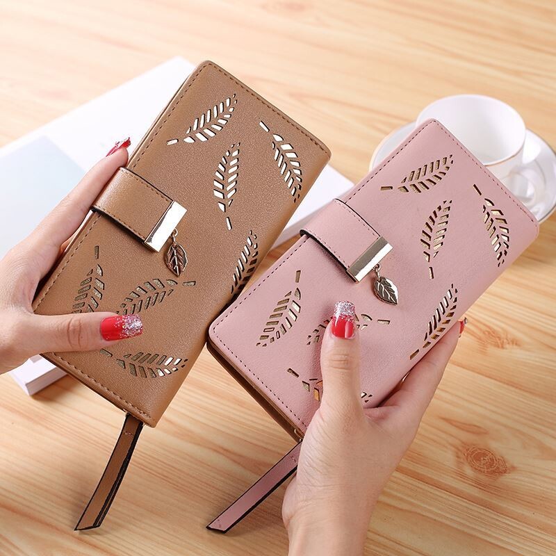 New Fashion Nice Leather Woman Wallets with Wristlet RFID Card Holder Long Leather Organizer Ladies Purse