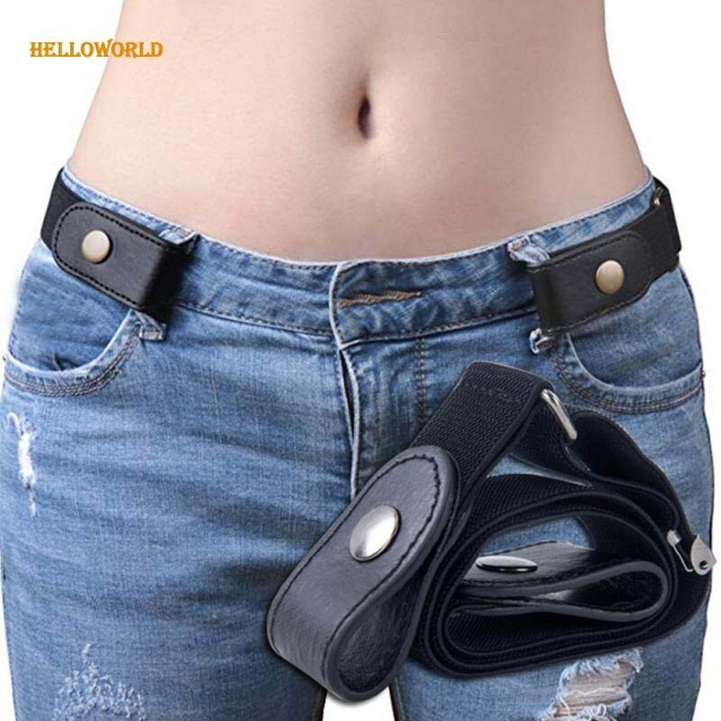 HelloWorld Easy Belt Without No Buckle Free Mens Belts For Women Waist Ceinture Elastic Stretch Jeans Hidden Invisible Secret Kid