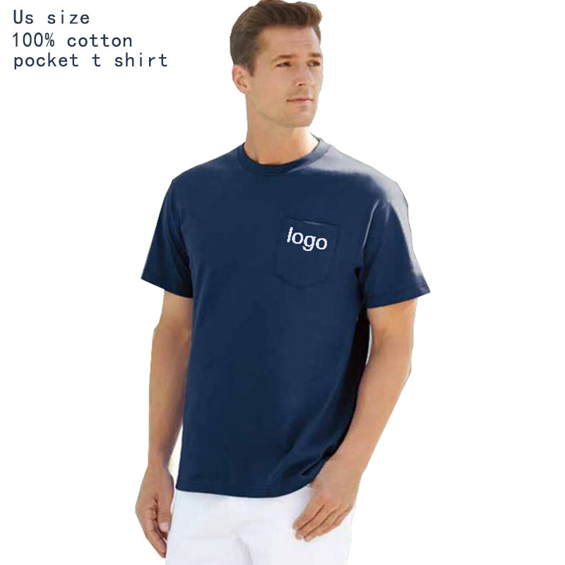 Custom Printing 100% cotton Men's Workwear pocket shirts us size Short Sleeve pocket t shirt