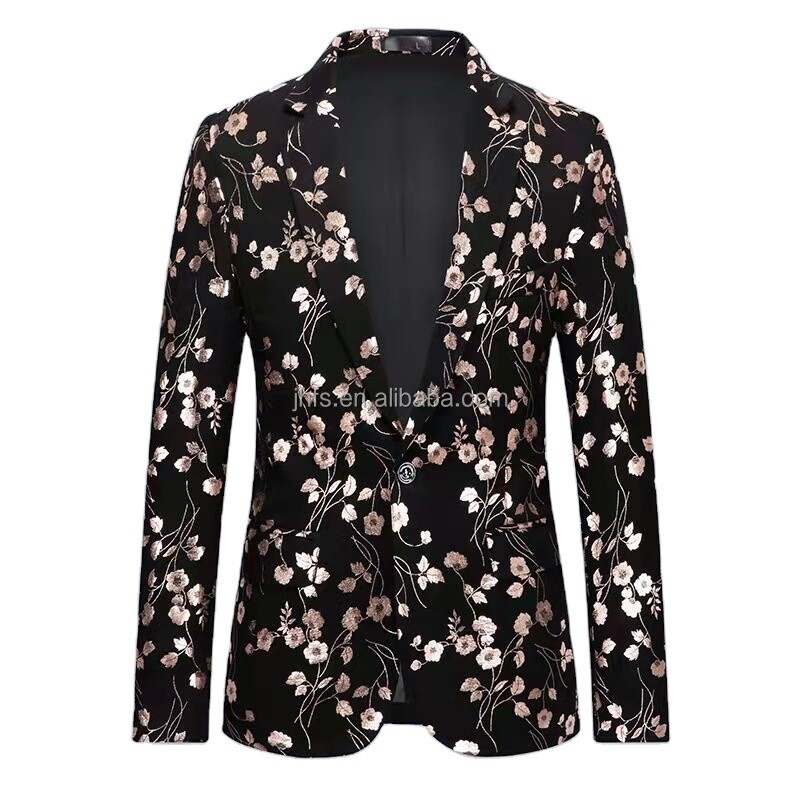 J&H 2022 high quality gentleman floral shirts dubai spanish fashion men's jackets slim fit single button suits & blazer
