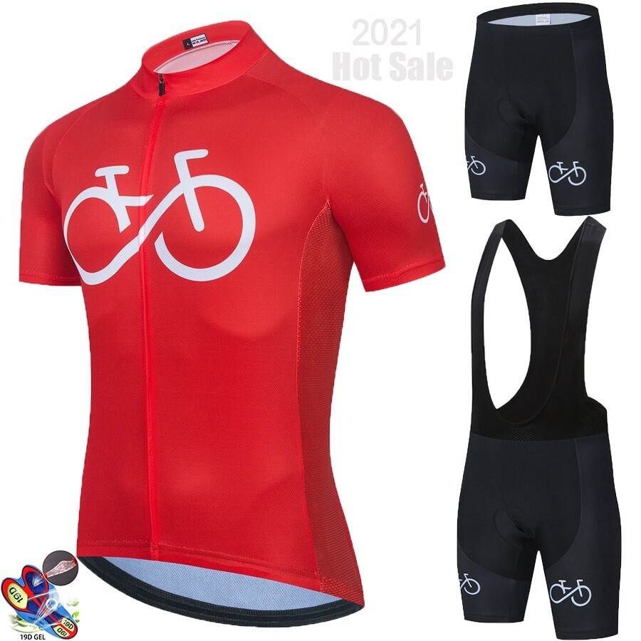 Mens Cycling Apparel MTB Road Bike Shirt 2 Piece Jersey Shorts Set With Gel Padded Cycling Shorts Mens Cycling Jersey 2021