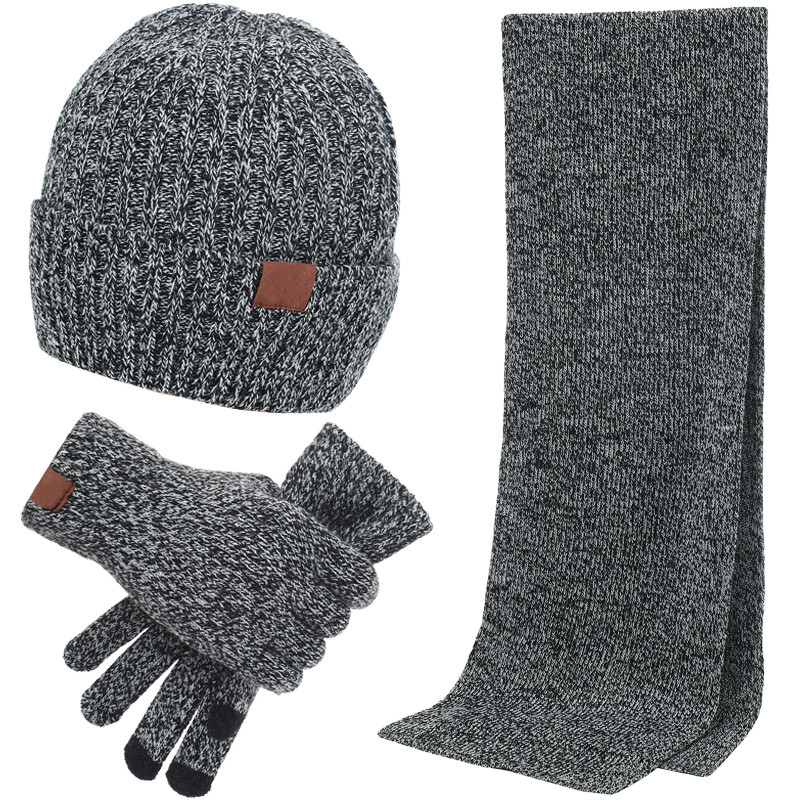 Wholesale Winter Warm Knit Beanie Hat Cap and Scarf Gloves Fleece Set