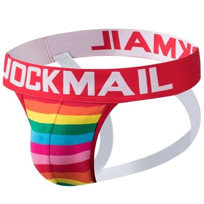 JOCKMAIL's seductive underwear, the Rainbow Series Trunks made of cotton for men Having a small waist G-string jockstrap thongs for men.