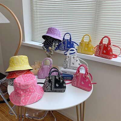 New Fashion Bandana Cross Body Bag 2022 Ladies Cashew Flower Bucket Hats