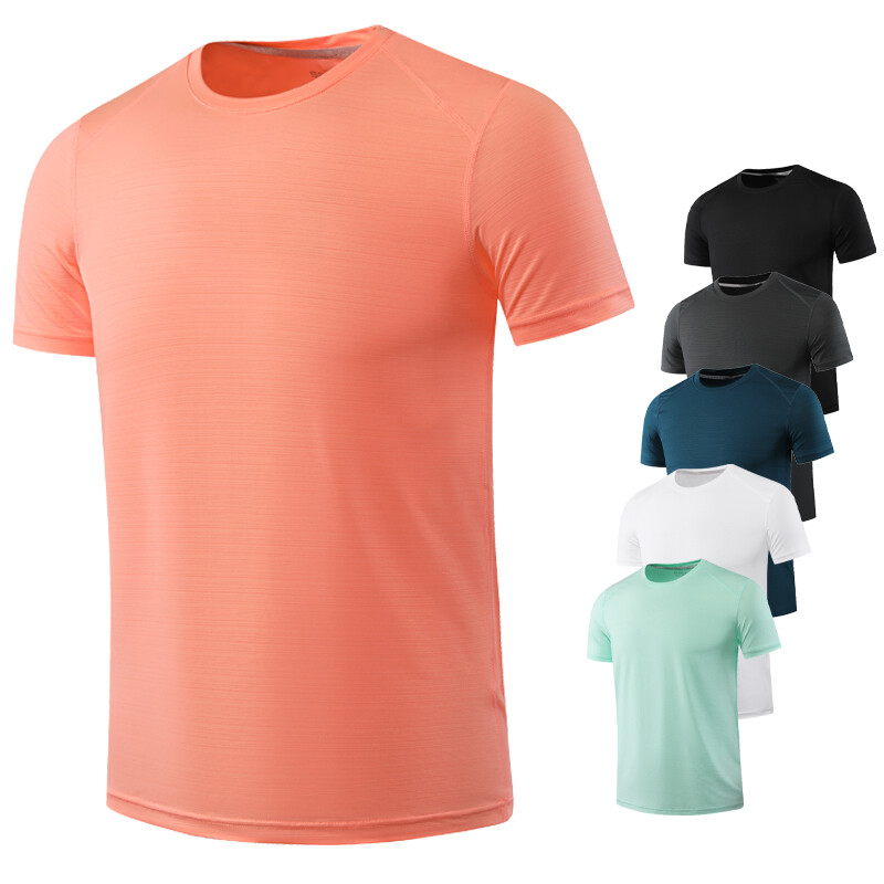Cool Dry Polyester Spandex Workout Gym Men Running T Shirts for Fitness.