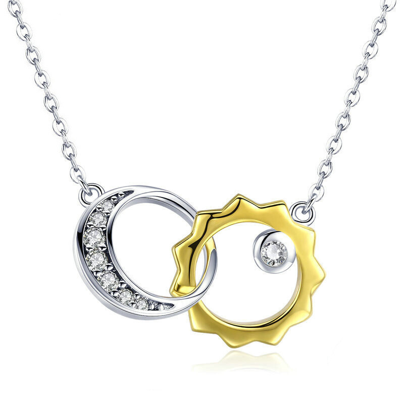 Hainon Sun Moon Necklace New 2022 Women's silver-plated chain charm necklace
