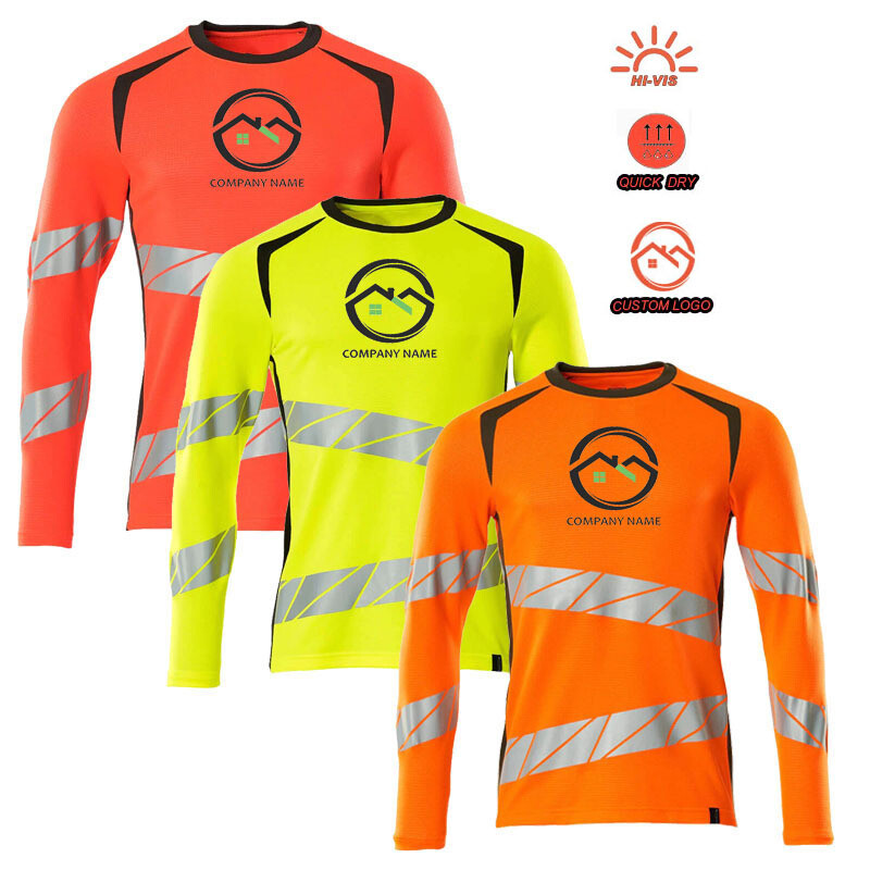 Safety Work Sweatshirts Class 3 Workwear High Visibility Construction Long Sleeve Shirts
