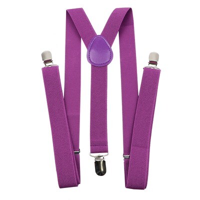 Unisex Solid Medium Purple Colorful Suspenders Y-Back Braces Adjustable Straps