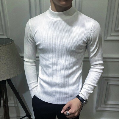 Liu Ming Mens Solid Color Turtleneck Casual Long Sleeve Keep Warm Sweater