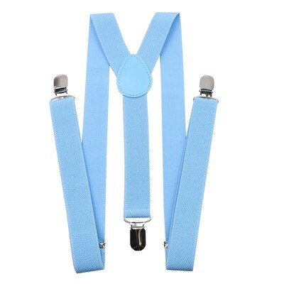 Unisex Solid Light Blue Colorful Suspenders Y-Back Braces Adjustable Straps