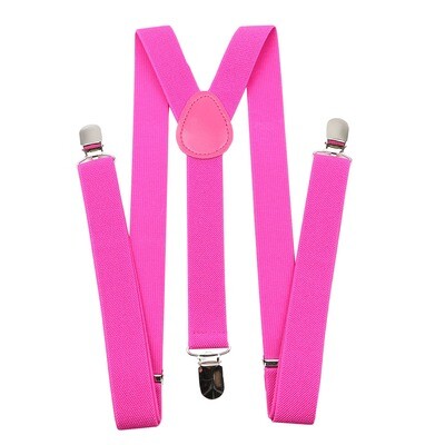 Unisex Solid Hot Pink Colorful Suspenders Y-Back Braces Adjustable Straps