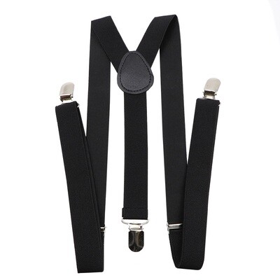 Unisex Solid Black Colorful Suspenders Y-Back Braces Adjustable Straps