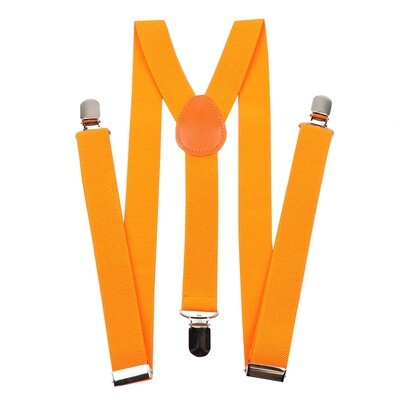 Unisex Solid Orange Colorful Suspenders Y-Back Braces Adjustable Straps