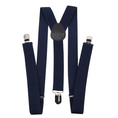 Unisex Solid Navy Blue Colorful Suspenders Y-Back Braces Adjustable Straps