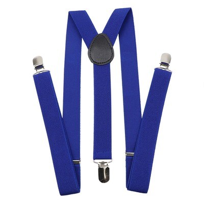Unisex Solid Royal Blue Colorful Suspenders Y-Back Braces Adjustable Straps